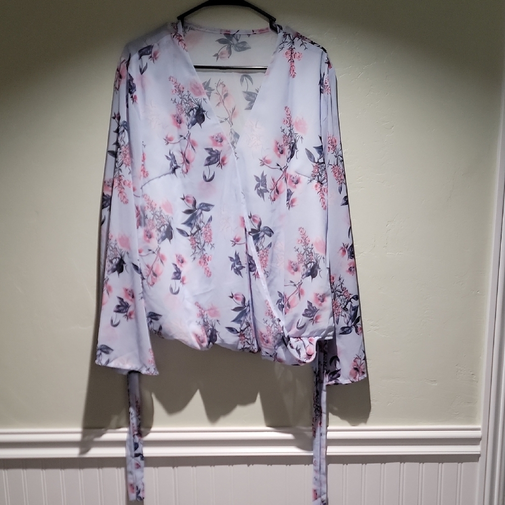 Floral Wrap Blouse